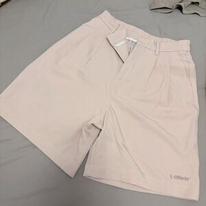 Beige High Waisted Shorts Pleated Casual Summer Shorts